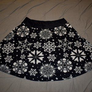 Too Fast Skull Snowflake Skater Skirt